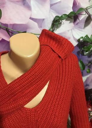 Свитер пуловер женский красный3 фото