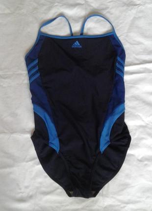 Спортивный слитный купальник темно-синий в бассейн или на пляж adidas3 фото