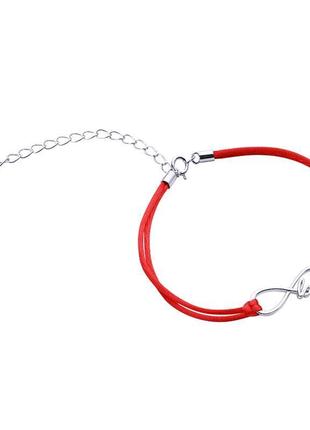 Срібний браслет із червоною ниткою нескінченна love, розмір 17,5 см x 0,4 см
