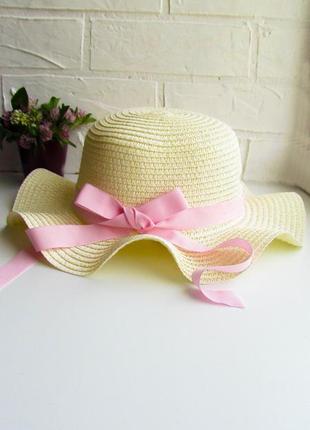 Солом'яний капелюшок з рожевою стрічкою3 фото