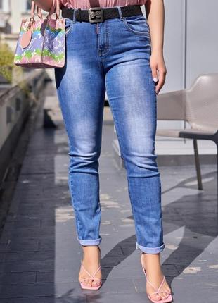 Женские джинсы высокая посадка батал1 фото