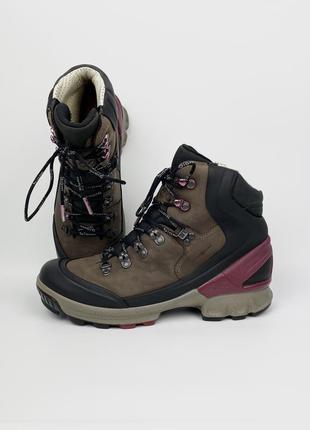Трекинговые ботинки ecco biom hike hydromax waterproof высокие кожаные коричневые туристические размер 40