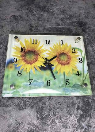 Годинник квадратний настінний соняшник1 фото