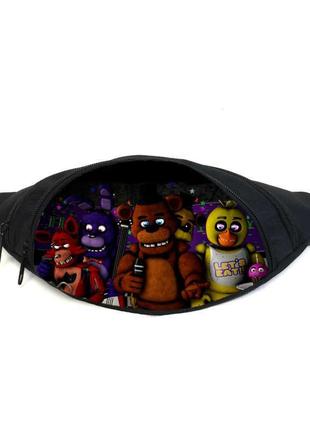 Поясна сумка бананка фнаф аніматроніки (gb-fnaf 5 ночей з фредді 25) gear bag чорна