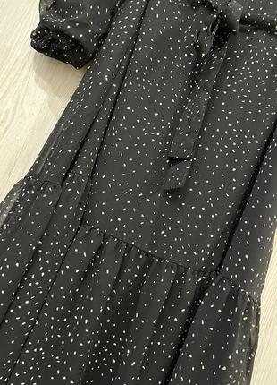Шифонова сукня чорна в горошок4 фото