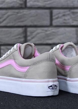 Женские кроссовки vans old skool grey pink / ванс олд скул серые с розовым5 фото