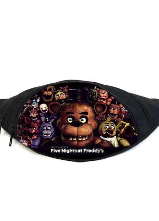 Поясна сумка бананка фнаф аніматроніки (gb-fnaf 5 ночей з фредді 21) gear bag чорна