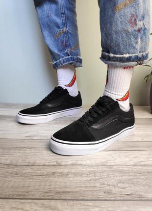 Женские кроссовки vans old skool / ванс олд скул черные с белым4 фото