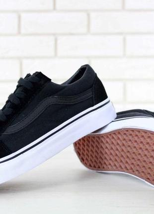 Женские кроссовки vans old skool / ванс олд скул черные с белым9 фото