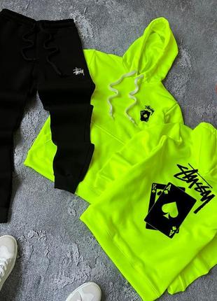 ❄️на флисе! теплый спортивный костюм stussy зима