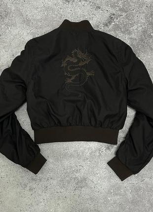 Жіночий кроп бомбер з нашивкою дракона dragon