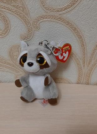 М'яка іграшка брелок ty beanie boos єнотик oakie