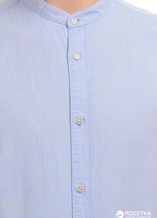 Голубая рубашка с длинным рукавом slim zara3 фото