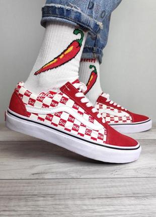 Жіночі / чоловічі кеди унісекс supreme x vans old skool / ванс олд скул суприм1 фото