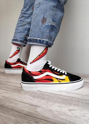 Жіночі кеди vans old skool fire / ванс олд скул вогонь жіночі та чоловічі ванси2 фото