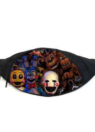 Поясна сумка бананка фнаф аніматроніки (gb-fnaf 5 ночей з фредді 27) gear bag чорна