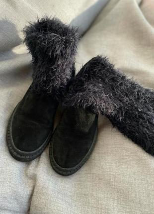 Замшевые ботинки helena soretti 5121 с эластичным голенищем черные2 фото
