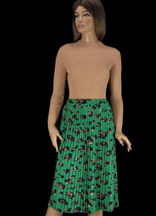 Красивая брендовая плиссированная юбка "primark" с леопардовым принтом. размер uk18/eur46.3 фото