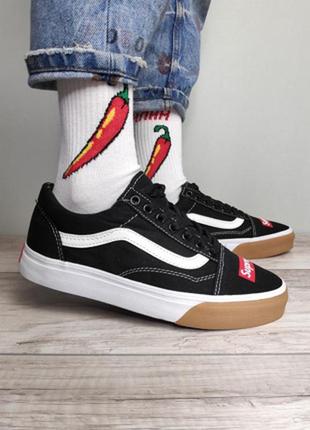 Мужские кеды supreme x vans old skool / ванс олд скул суприм