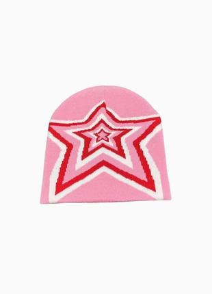Шапка y2k розовая со звездой