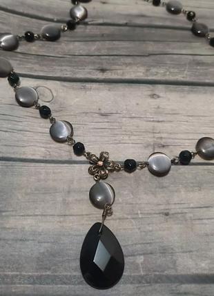 Колье металл, кошачий глаз