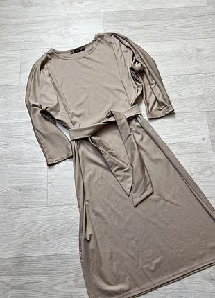 Сукня міді бежева з поясом платье миди беж