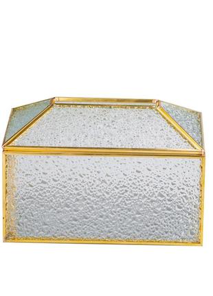 Салфетница золотая кристаллы стекло и метал 19×8×12 см