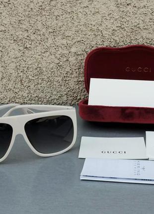 Gucci очки женские солнцезащитные цвета слоновой кости большие1 фото