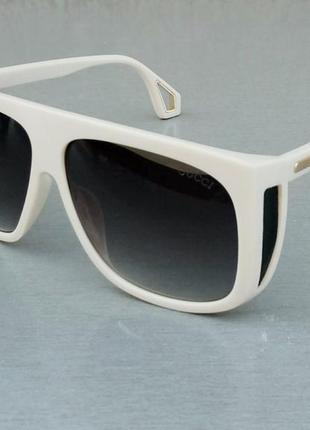 Gucci очки женские солнцезащитные цвета слоновой кости большие4 фото