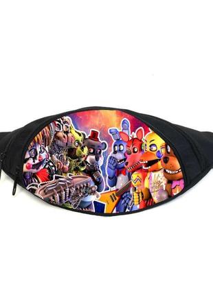 Поясная сумка бананка фнаф аниматроники (gb-fnaf 5 ночей с фредди 17) gear bag черная