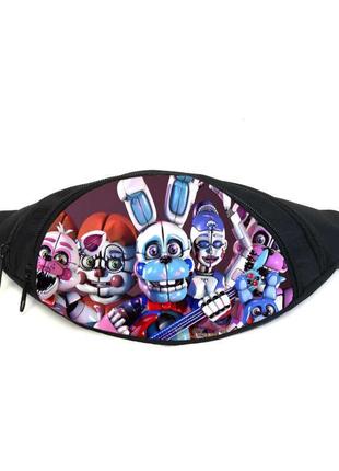 Поясная сумка бананка фнаф аниматроники (gb-fnaf 5 ночей с фредди 24) gear bag черная1 фото