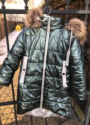 Зимняя курточка  внутри овчинка на рост 116 см2 фото