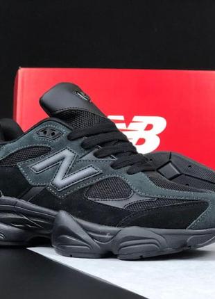 New balance 9060 мужские кроссовки замшевые черные замша кеды низкие демисезонные демисезонные весенние легкие