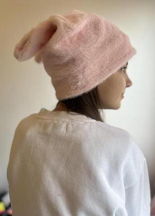 Шапка з вушками кролика рожевий one size 55-57р (3005)1 фото