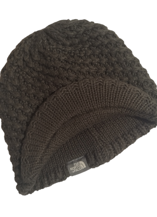 Вінтажна зимова в'язана шапка-біні з козирком the north face chunky knit visor beanie