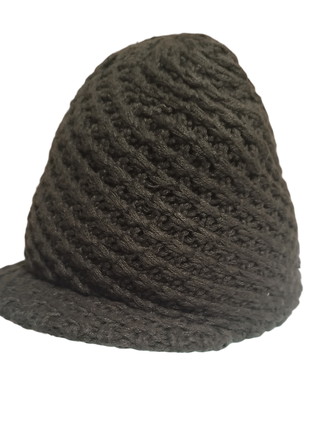 Винтажная зимняя вязаная шапка бини с козырьком the north face chunky knit visor beanie5 фото