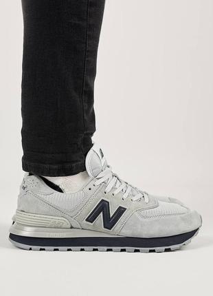Мужские замшевые серые кроссовки в сетку в стиле new balance 574 🆕 нью баланс 574