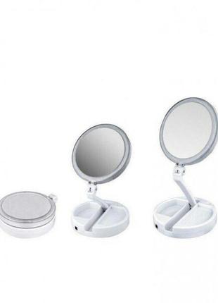 Складне дзеркало для макіяжу з led підсвічуванням кругле збільшувальне 10x my fold away mirror2 фото