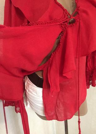 Блуза етно боххо стиль в червоному кольорі,на запах,.7 фото