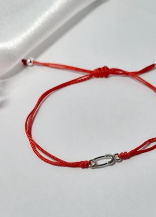 Серебряный красный браслет без камней оберег знак долголетия серебро 925 пробы родированное 75284 1.16г