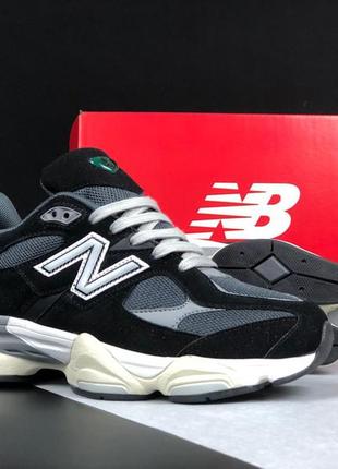 New balance 9060 чорні з сірим кросівки чоловічі замшеві нью баланс осінні кеди відмінна якість замша з сіткою весняні демісезонні демісезон низькі