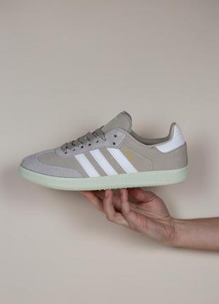 Кроссовки в стиле adidas samba beige4 фото