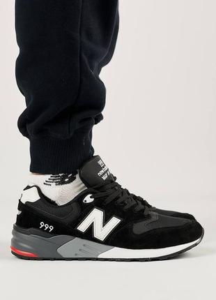 Чоловічі замшеві чорно-білі кросівки в стилі new balance 999 🆕 нью баланс 999