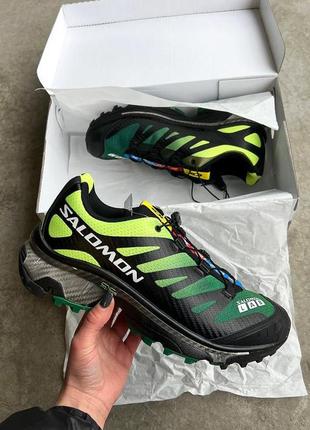 Шикарные мужские кроссовки salomon xt-4 og green blue зелёные с салатовым3 фото