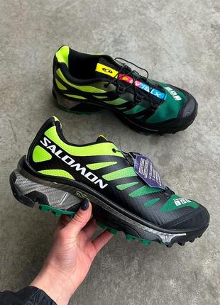 Шикарные мужские кроссовки salomon xt-4 og green blue зелёные с салатовым