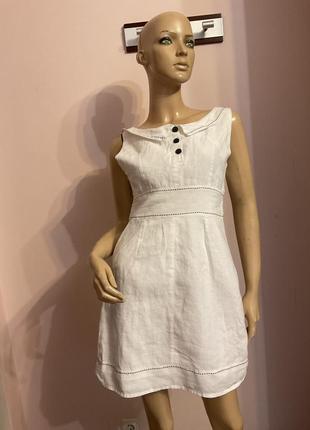Стильное льняное белое платье/ м/brend promod1 фото