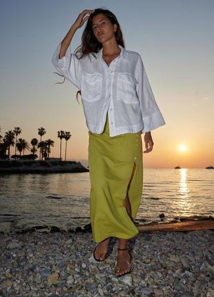 Сорочка зі 100% льону з кишенями
zara original spain лляна сорочка зара бiла сорочка з льону зара