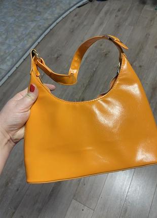 Маленькая сумка багет яркая оранжевая сумка2 фото