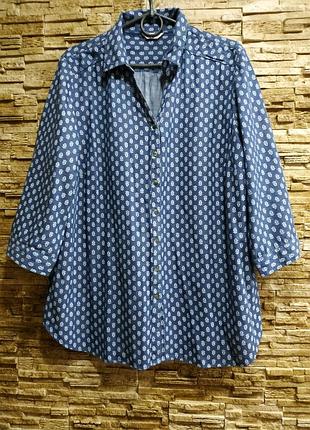 Крутая джинсовая блузка, рубашка в принт