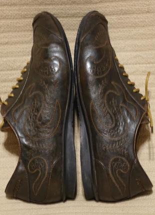 Оригинальные темно-коричневые фирменные закрытые кожаные туфли- оксфорды think! австрия 39 1/2 р.6 фото